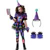 Spooktacular CreationsCostume da clown di Halloween per bambine, costume da clown giullare contorto dai colori scuri per bambini, giochi di ruolo e costumi di Halloween