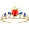 AROWRO Descendants 4 Tiara Evie - Corona dorata a forma di cuore rosso, corona da principessa, per Halloween, feste di compleanno, Natale, accessorio per capelli per ragazze, 2*4.8 inch, lega, Strass