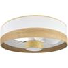 Eden pulse Ventilatore da soffitto bianco con schermo legno chiaro faggio, 3 pale, 6 velocità, LED integrato 24 W 30 x 70 x 70 cm