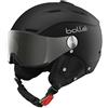 bollé Backline Visor Soft, Casco da Sci Unisex Adulto, Nero/Argento, 56-58 cm