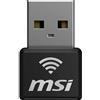 MSI AX1800 Nano adattatore WiFi USB per PC/laptop, adattatore ricetrasmittente di rete wireless WiFi 6 dual-band 2,4 GHz/5 GHz per desktop PC, formato da viaggio, supporta Windows 11 e Windows 10