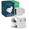 V-TAC Multipresa Elettrica USB C Power Delivery 20W + Porta USB A + 1 Presa Laterale 10/16A Bipasso e 1 Frontale 10/16A Bipasso Schuko - Adatatore Multipresa Type-C per Casa, Ufficio