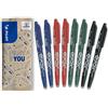 PILOT - Set di 8 FriXion Ball 07 - Penne a Inchiostro Termosensibile Cancellabili - Penne roller ricaricabili - 2 Blu, 2 Rosse, 2 Verdi, 2 Nere - Punta Media