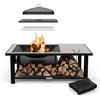 Blumfeldt Merano Avanzato L Braciere da Giardino - 3-in-1 Braciere Barbecue & Tavolo, Telaio in Acciaio, Piano in Terrazzo, Include Griglia, Attizzatoio, Parascintille & Coperchio, Nero