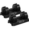 Yaheetech 5-in-1 Manubri Set di 2 Regolabili da 2kg a 12kg, Manubrio Regolabile in 1 Secondo per Allenamento Fitness Palestra Casa Ufficio Nero