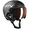 BLACK CREVICE Casco da sci per bambini Leogang I Casco da sci con visiera stile pilota in diversi colori I Casco da snowboard unisex I Casco da sci (52-54, Nero Carbone Opaco/Bianco)