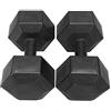 Yaheetech Set di 2 Manubri Esagonali Fissi 7,5kg Ferro Rivestito PVC Nero