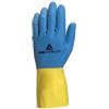 DELTAPLUS Guanti da lavoro industriale Duocolor 330 - lattice floccato cotone - taglia 7-8 - blu-giallo - Deltaplus (unità vendita 1 pz.)