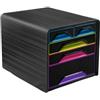 CEP Cassettiera Smoove - 36 x 28,8 x 27 cm - 5 cassetti misti - nero-multicolore - Cep (unità vendita 1 pz.)