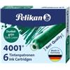 PELIKAN Cartucce inchiostro 4001 (TP-6) - lunghezza 39mm - verde scuro - Pelikan - conf. 6 pezzi (unità vendita 1 pz.)