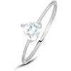 Stroili Anello Solitario In Oro Bianco Con Zircone Cuore