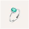 Stroili Anello Solitario Elizabeth Crown Oro Bianco Smeraldo Diamante