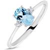 Stroili Anello Solitario Acquamarina Oro Bianco Acquamarina Diamante
