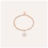 Stroili Bracciale in acciaio rosato con pendente fiore rosa e strass