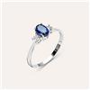 Stroili Anello Solitario Elizabeth Crown Oro Bianco Zaffiro Diamante