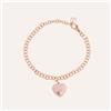 Stroili Bracciale con catena in acciaio rosato e strass e charm a forma di cuore