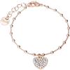 Stroili Bracciale a palline in ottone rosato con cuore e strass