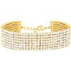 Stroili Bracciale multifilo largo in metallo dorato con strass