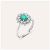 Stroili Anello Solitario Elizabeth Crown Oro Bianco Smeraldo Diamante