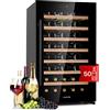 KLARSTEIN Cantinetta Vino Refrigerata a Zona Singola per Interno/Esterni, Frigo Bar, Cantina Vino con Vetrina, Mini Frigo con Protezione UV, Frigorifero Piccolo Touch Control 5-18°C 52 Bottiglie