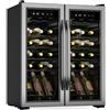 KLARSTEIN Vinamour - Frigorifero per Vino a 2 Zone - 36 Bottiglie, 5-18°C, Touch Control, Illuminazione LED, a Libera Installazione, Protezione UV, Doppio Sportello in Acciaio Inox
