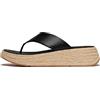 Fitflop Women's F-Mode Espadrille Leather Flatform T/Post Sandals, Nero, 43 EU
