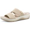 Jana Coshy Donna Pantolette Hallux con Suola Flessibile Elastiche, Multicolore (Beige/Gold), 40 EU