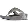 Fitflop Women's Lulu Crinkled-Shimmer Toe-Post Sandals, Silvereen, 40 EU