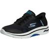 Skechers Scarpe da Ginnastica da Uomo Go Walk Arch Fit 2.0 Simplicity 2.5, Tessuto Sintetico Nero e Blu, 45 EU