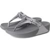 Fitflop LULU Sandali da donna in pelle con fiocco glitterato, colore argento, taglia 37, Silvereen, 37 EU
