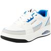 Skechers Uno Court, Sneaker Uomo, Pelle Bianca E Grigio Duraleather Blu M, 45 EU
