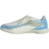 adidas Unisex - Bambini e Ragazzi F50 Messi League Laceless Indoor Football Kids Shoes, Ivory/Semi Blue Burst/Icey Blue, 35 EU