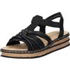 Rieker Sandalo da donna 62969 con zeppa, nero, 37 EU