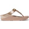 Fitflop Women's Halo Bead-Circle Metallic Toe-Post Sandals, Metallic Latte Beige, 42 EU