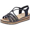 Rieker Sandali da donna 62977 con zeppa, nero, 42 EU
