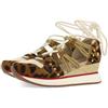 GIOSEPPO Sneakers Aperte Pelle Leopardo E Zeppa Rafia KEWASKUM, Leopardato, 39 EU