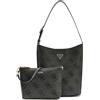 GUESS borsa a tracolla borsa per utensili Meridian II Bucket Bag Coal Logo grigio scuro