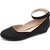 DREAM PAIRS Ballerine Donna Cinghia,Camoscio-Nero,35