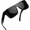 Joopin Occhiali da Sole da Uomo Grandi Quadrati Retro Vintage Protezione UV400 Flat Top Acetato Rettangolari Polarizzati Occhiali da Sole (Nero Lucido)