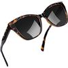 Joopin Occhiali da Sole Donna Polarizzati Occhi di Gatto Protezione UV400 Montatura in TR90 Acetato Moda Vintage Grandi Cat Eye Occhiali da Sole (Leopardati Neri)