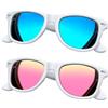 Joopin Polarizzati Occhiali da Sole Uomo Donna Protezione UV400 Classici Quadrati Vintage Rettangolari Specchio Occhiali da Sole 2 Paia (Bianco Blu e Bianco Rosa)