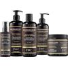 Kerargan - Set Anti-Caduta Shampoo, Balsamo, Maschera, Siero & Leave-In all'Olio di Ricino per Capelli Danneggiati - Trattamento Intensivo Crescita - Senza Solfati, Silicone - 3x500ml+100ml+350ml