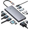 Baseus Docking Station USB-C 3 Monitor, Chip Ottimizzato,13-In-1 Hub USB-C, 2*HDMI e 1*DP 4K 60Hz, VGA, USB 3.1, PD 100W, Ethernet, Per Laptop