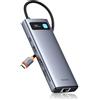 Baseus Docking Station 9 in 1 USB C 4K120Hz, 2 Monitor HDMI, Hub USB C, Ethernet 1000 Mbp, PD 100W, lettore di schede TF/SD, USB 3.0, Adattatore per MacBook/Dell/HP/Lenovo e altri PC