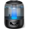 Dreo 3L Umidificatore Ambiente Bambini Silenzioso 26dB con Sensore di Umidità, Ultrasuoni Nebbia Fresca, Ugello 360°, 30h Autonomia, Diffusore Oli Essenziali, Luce Ambientale, per Casa e Piante, Nero