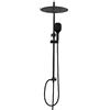 Görbach Colonna Doccia Acciaio Inox senza Miscelatore, Set Doccia a Pioggia con Asta Doccia Saliscendi Regolabili, Soffione Rotondo D30cm, Nero