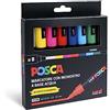 POSCA - Uniposca Set con Pennarelli Acrilici Punta Tonda 1.8 - 2.5 mm, Colori per Tessuti, Legno, Vetro e Altro, Pennarelli Acquerellabili Uni Posca Professionali e Cartoleria, Resistenti a Acqua/Luce