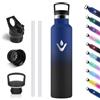 Motswedi Vikastar Borraccia Termica, 1000ml Senza BPA, Borraccia Termica 1 Litro, a Prova di Perdite, Thermos per Bevande Calde, Acciaio Inox, Bottiglia Termica per Adulto, Palestra, Ciclismo, Blu & Nero