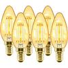 LVWIT Lampadine Filamento LED Attacco E14-4W Equivalente a 40W, 410 Lumen, Colore Bianco Caldo 2500K, Forma a candela C35, Vetro Ambrato, Vintage Retrò, Non Dimmerabile - Confezione da 6 unità