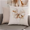 PETTI Artigiani Italiani - Coppia di Federe Cuscino 35x35 cm in Microfibra, Cuscini Arredo Camera da Letto, Divano, Salotto, Set 2 Fodere Copricuscino, Federa Fiocco Beige, 100% Made in Italy
